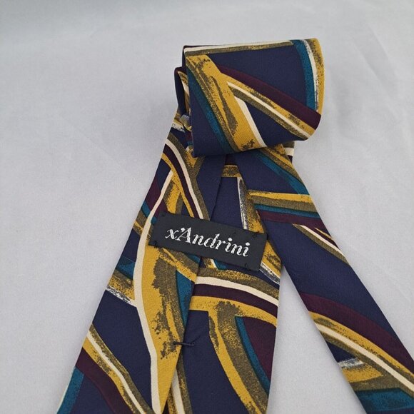 Xandrini 100% Silk Mens Necktie USA Imported Italy Patterned Vintage - Picture 3 of 10
